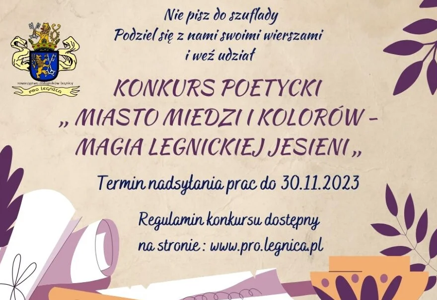 Konkurs poetycki "Miasto miedzi i kolorów - magia legnickiej jesieni"