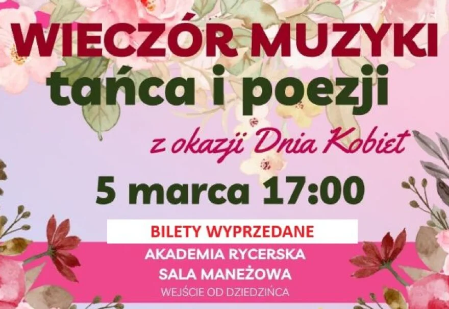 Wieczór muzyki, tańca i poezji z okazji Dnia Kobiet (BILETY WYPRZEDANE)